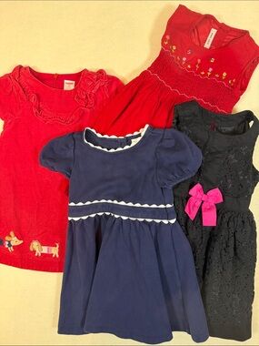 4 Dress Lot -Gymboree, Janie & Jack, Osh Kosh & Minnie Minors Sz 3T Dachshund YY